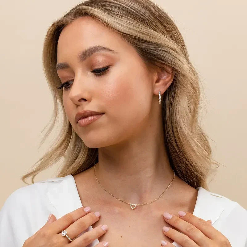 Open Heart Pavé Necklace