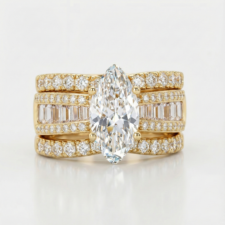 Verena – Crystal and Gold Accent Ring Set