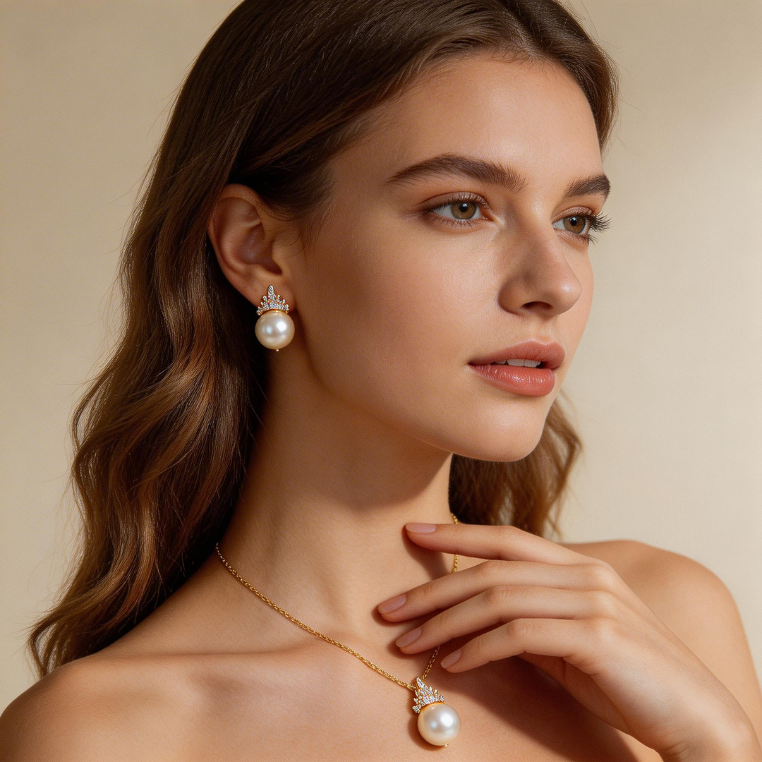 Elegant Crown Pearl Jewelry Set