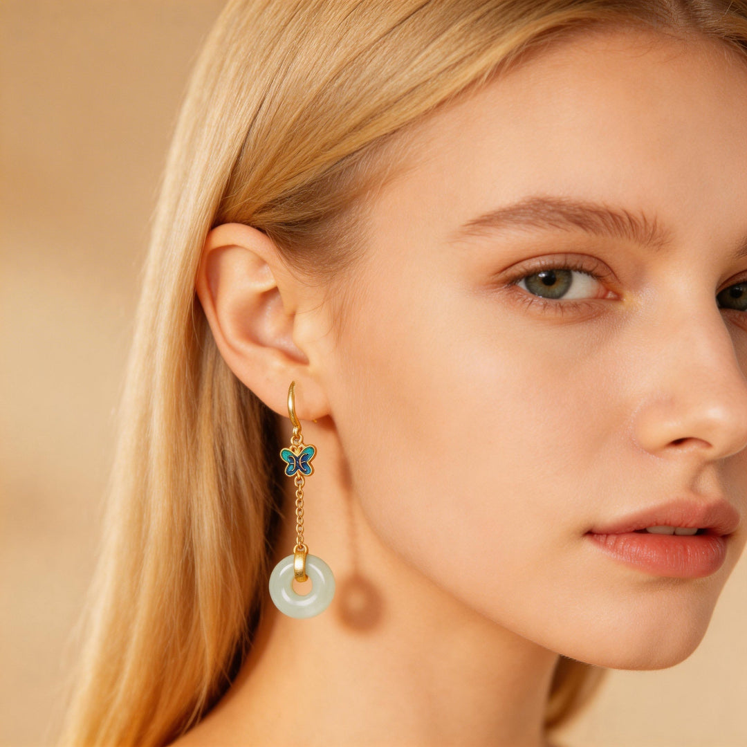 Peace Jade Donut Drop Earrings