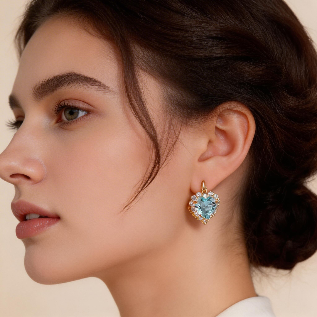 Elegant Double-Sided Heart Crystal Earrings