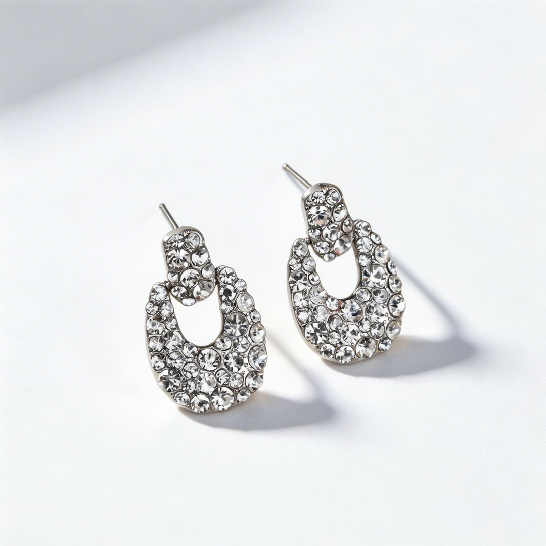 Vintage U-Shaped Pavé Stud Earrings