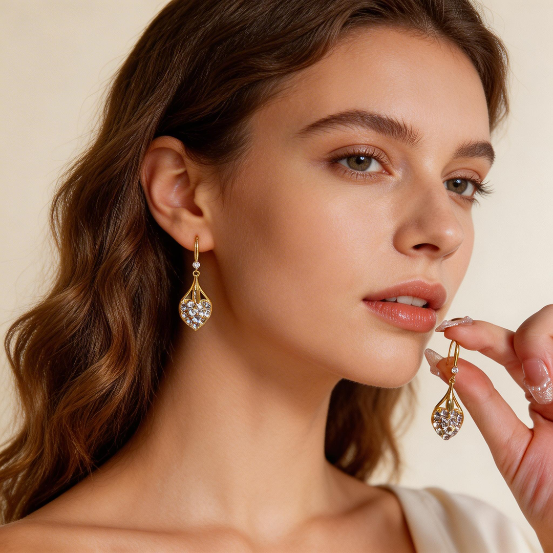 Delicate Heart Drop Earrings