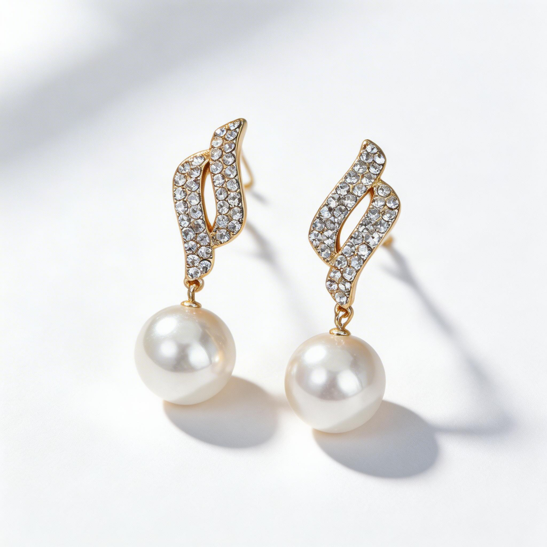 Pearl Drop Stud Earrings