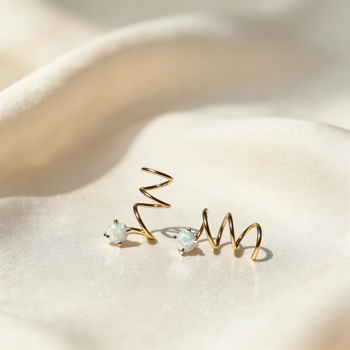 Opal Spiral Drop Earrings