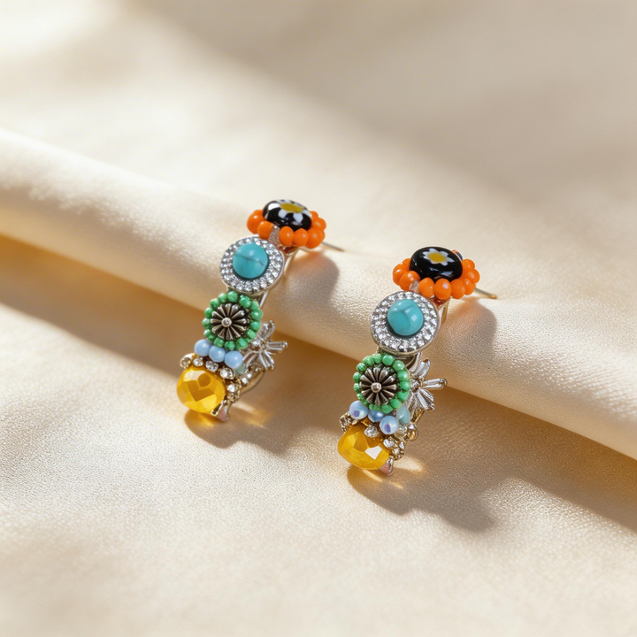 Bohemian Multi-Layer Turquoise &amp;amp; Citrine Earrings