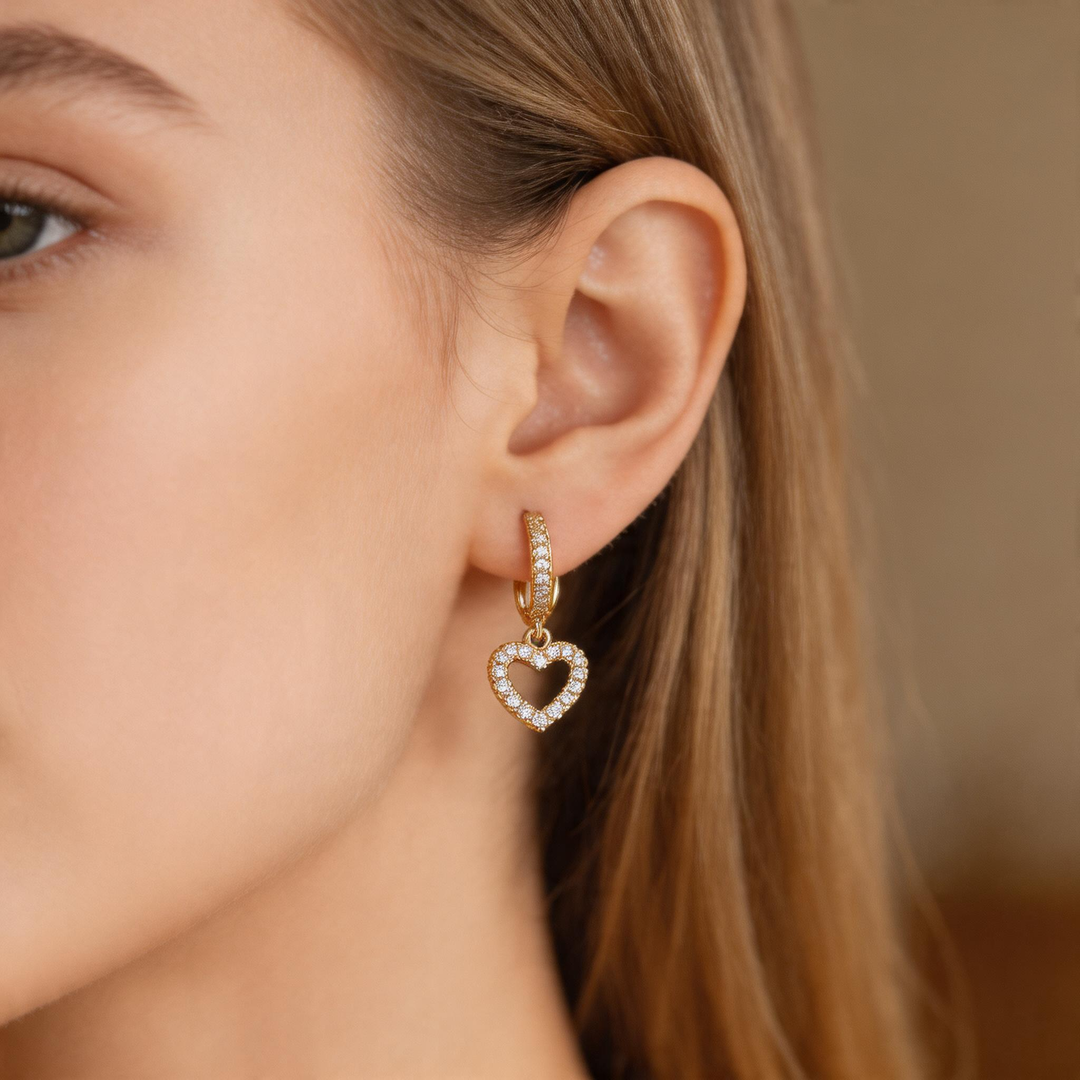 Pavé Heart Hoop Earrings