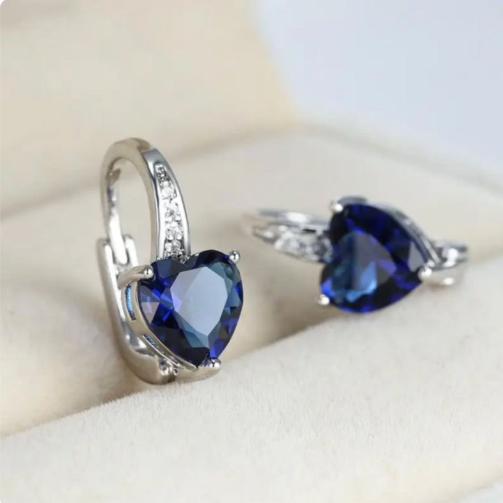 Lunara White Gold Sapphire Earrings