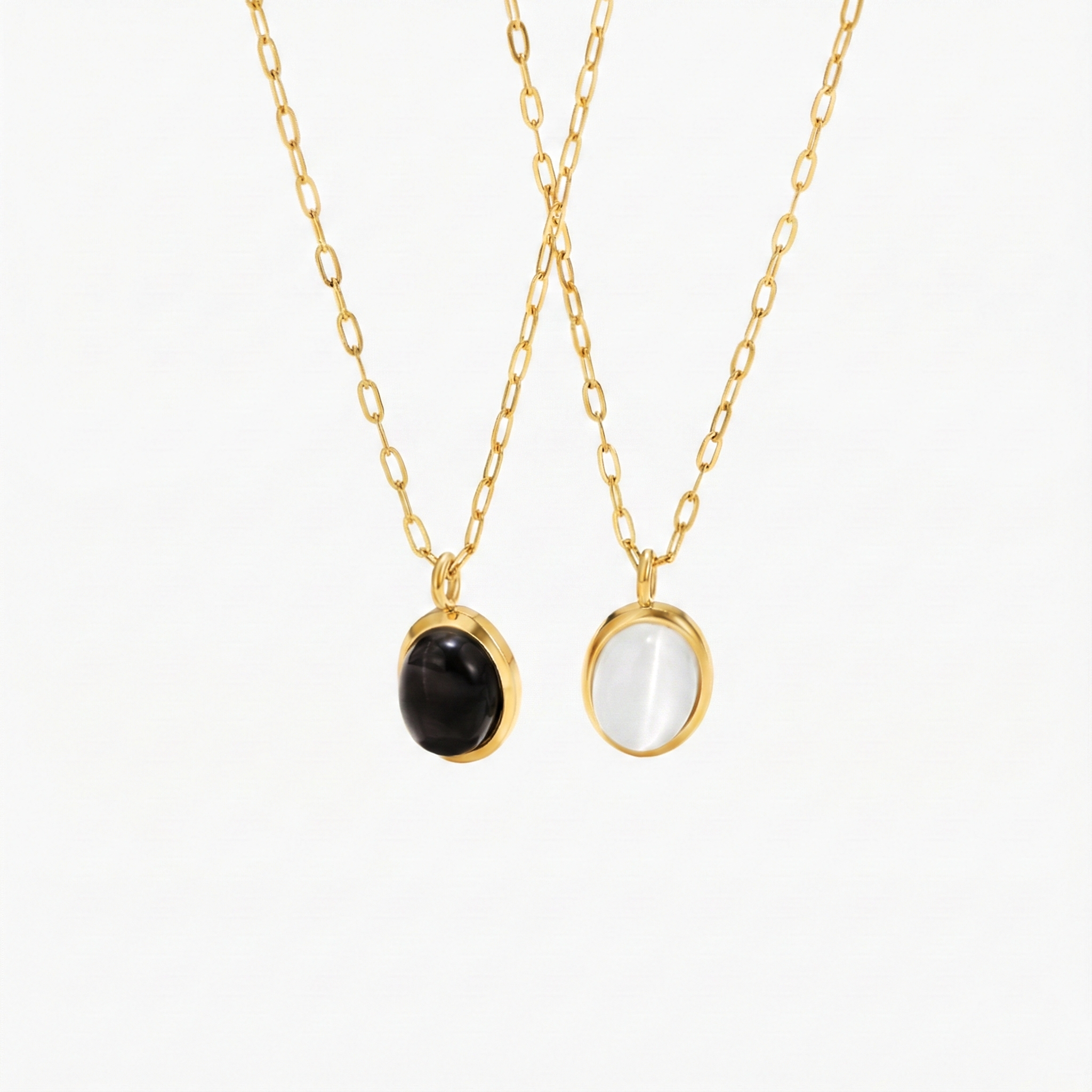 Veronica – Double Gold Necklace with Black Accents.